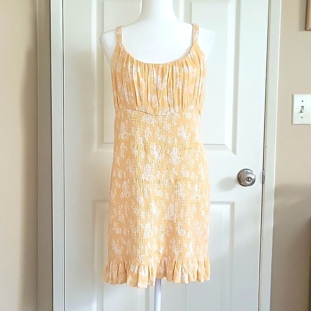 Abercrombie & Fitch Yellow Smocked Ruffle Dress - Size XL